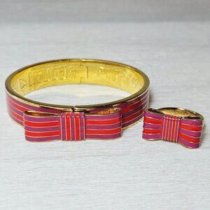 COACH Poppy Striped Bow Purple Pink Bracelet and Ring